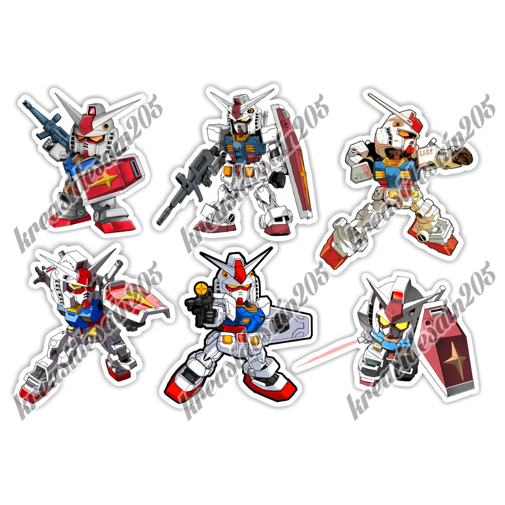 

Isi 6pcs stiker gundam rx 78/stiker laptop /stiker hp /stiker kulkas / stiker chibi /stiker motor / stiker laptop