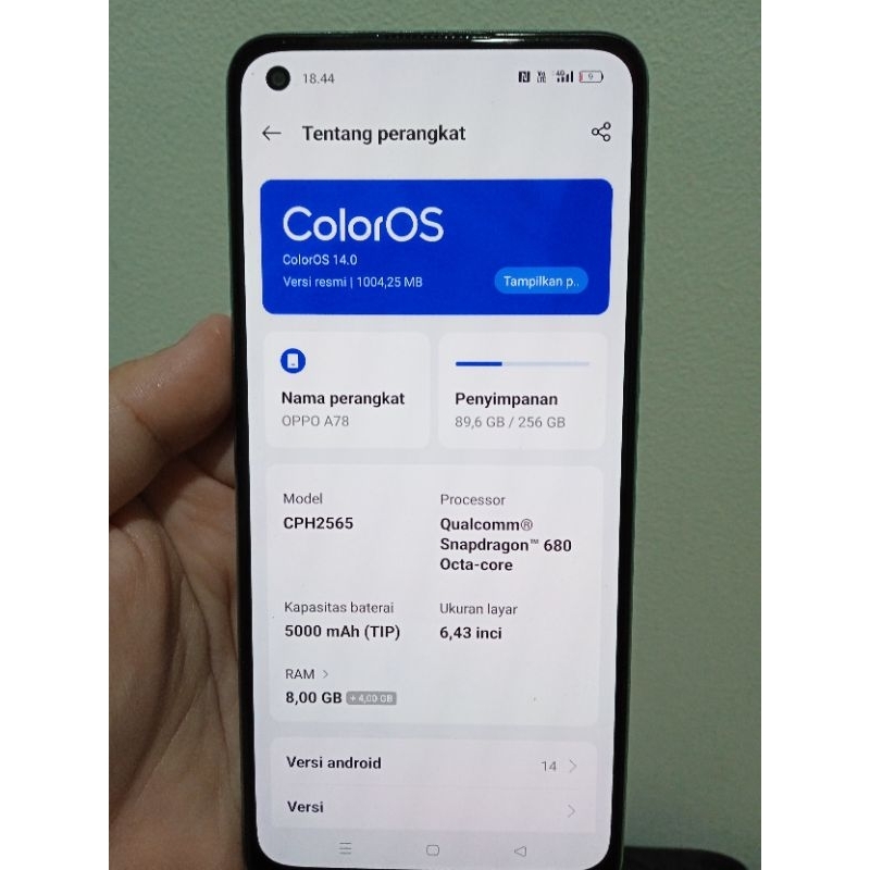 Oppo A78 4G 8/256GB second bagus