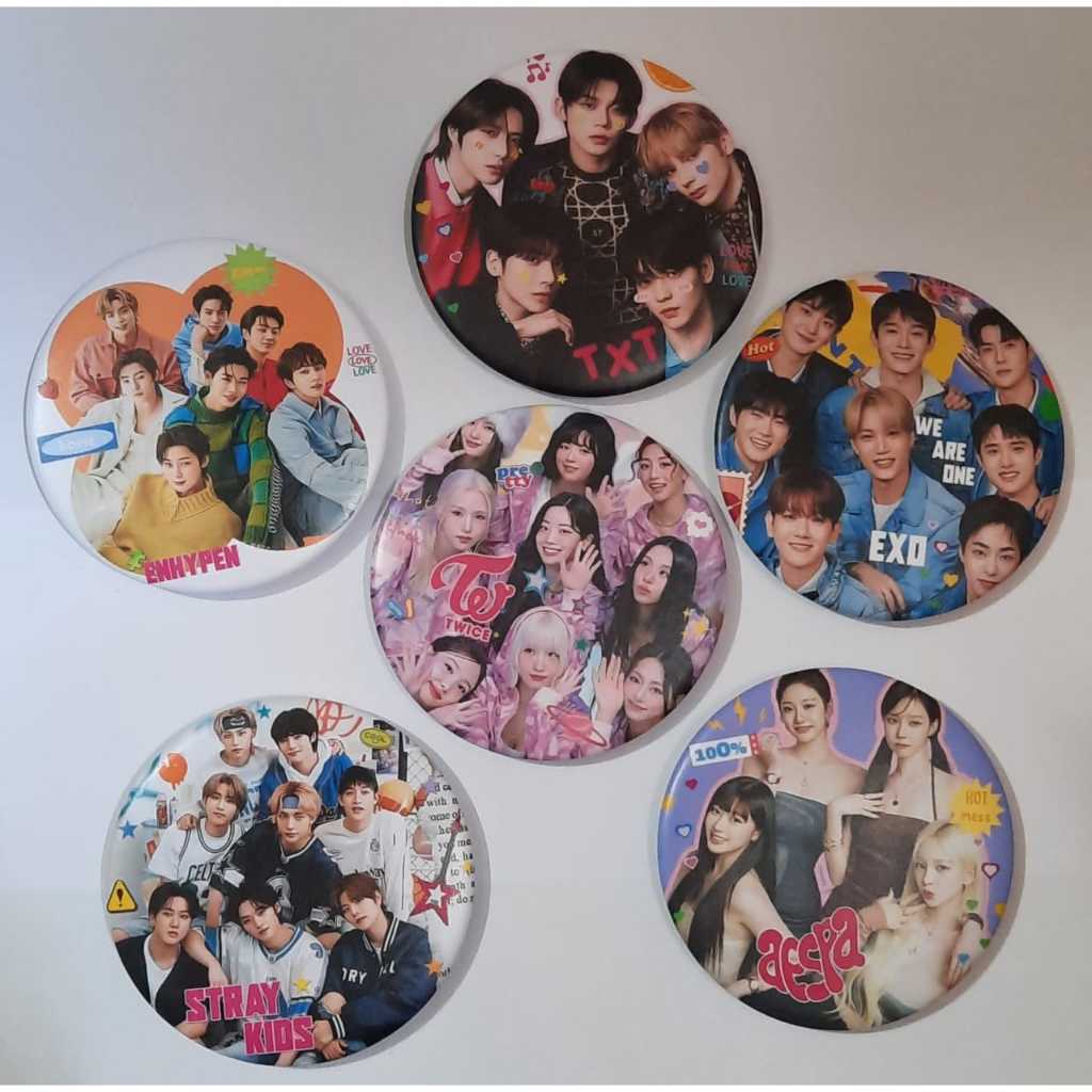 FREEBIES HAND MIRROR CERMIN MINI GROUP KPOP BTS, AESPA, NCT DREAM, NCT 127, NCT WISH, TREASURE, SEVE