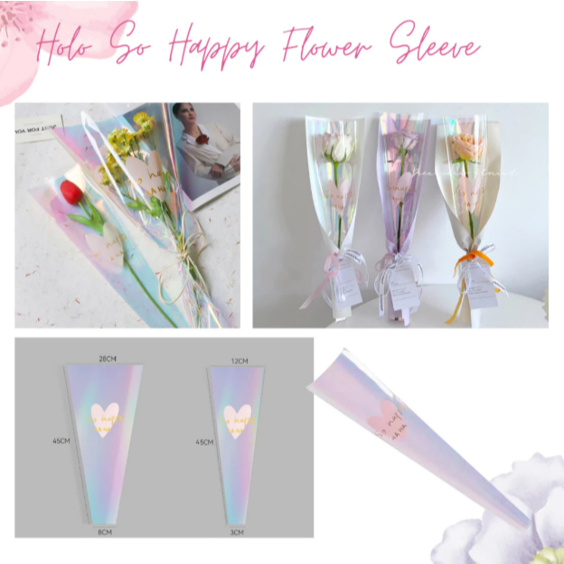 

Flower Sleeve Holo So Happy Plastik Bungkus Bunga Flower Sleeve