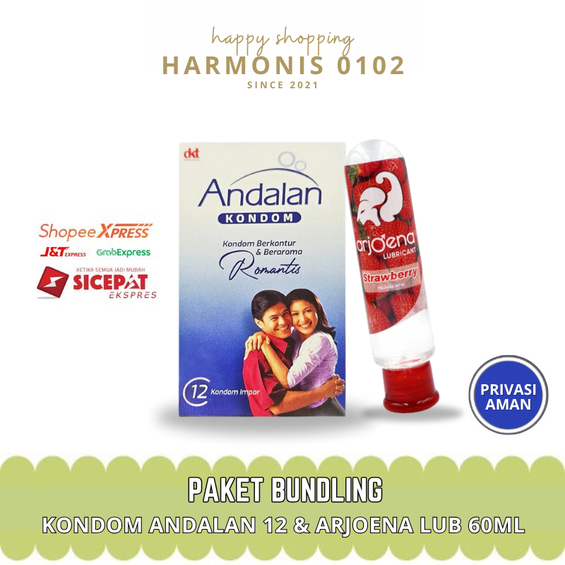 Kondom Bergerigi Andalan isi 12 & Arjoena Lubricant Strawberry Lube 60gr Gel Pelumas