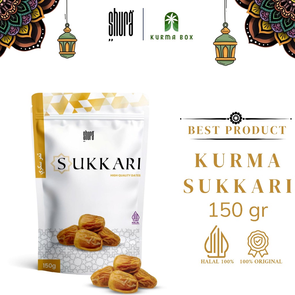 

Shura Kurma Sukari Sukari Dates King Dates Kurma Raja Legit Manis Original Pouch 150 Gram