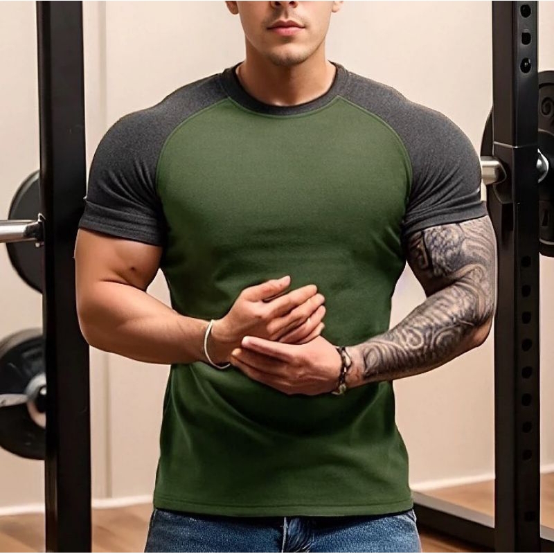 KAOS OLAHRAGA GYM PRIA BAJU GYM FITNESS RUNNING JOGING PRIA LENGAN PENDEK SETELAN OLAHRAGA GYM CASUA