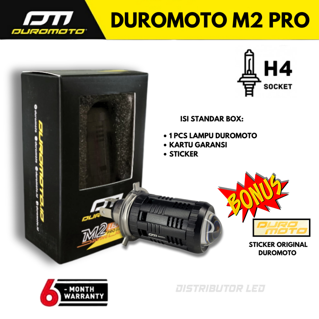 DUROMOTO M2 Pro M2pro Lampu Led Bifocal Lens Headlamp Motor H4