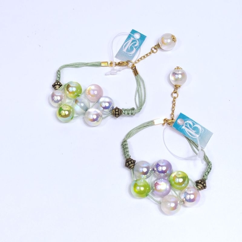 BEBIKINANQ JEWELLERY JEANY Bracelet Gelang tali kancing cat eye warna hijau mint BJ-BR0007