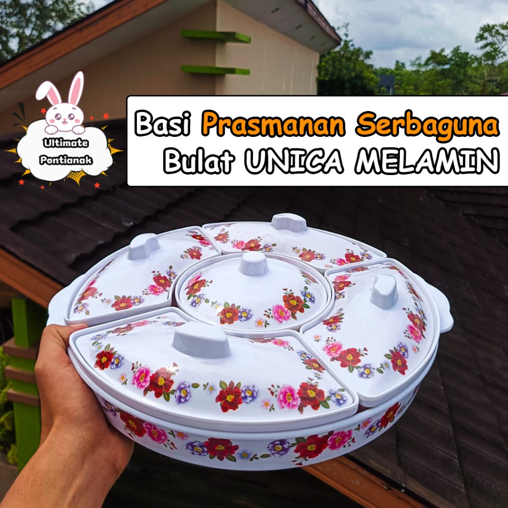 UNICA MELAMIN Basi Prasmanan Set MELAMIN M-8000 KEMBANG | Basi Prasmanan Serbaguna Ok