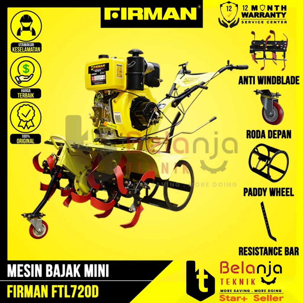 Firman Mesin bajak FTL 720 D Tiller Cultivator Diesel Engine FTL720D