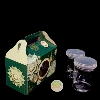 

( 5 Pcs ) Box Jinjing Kue Kering Lebaran Dus Hampers Cookies Idul Fitri Motif Lentera Hijau Tua Size 10x19x12 cm