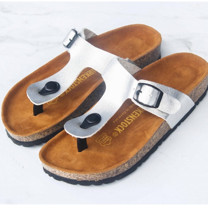 Birken Sandal Jepit Wanita Gizeh Silver Premium