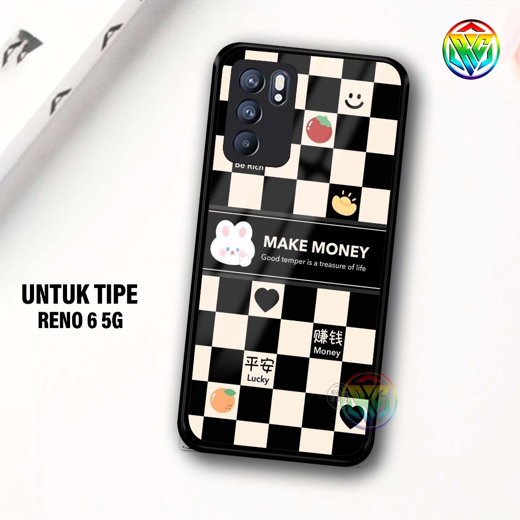 Real Case OPPO RENO 6 5G Terbaru Case kilau - New Case Glossy casing Hp OPPO RENO 6 5G [Motif KOTAK]