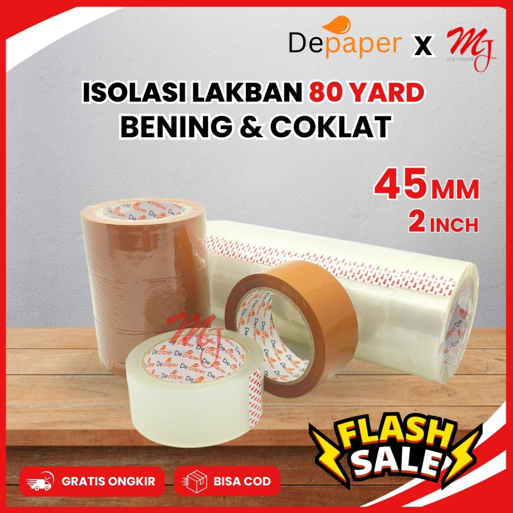 

Isolasi OPP lakban Bening Transparant Besar Depaper 45 mm x 80 yard