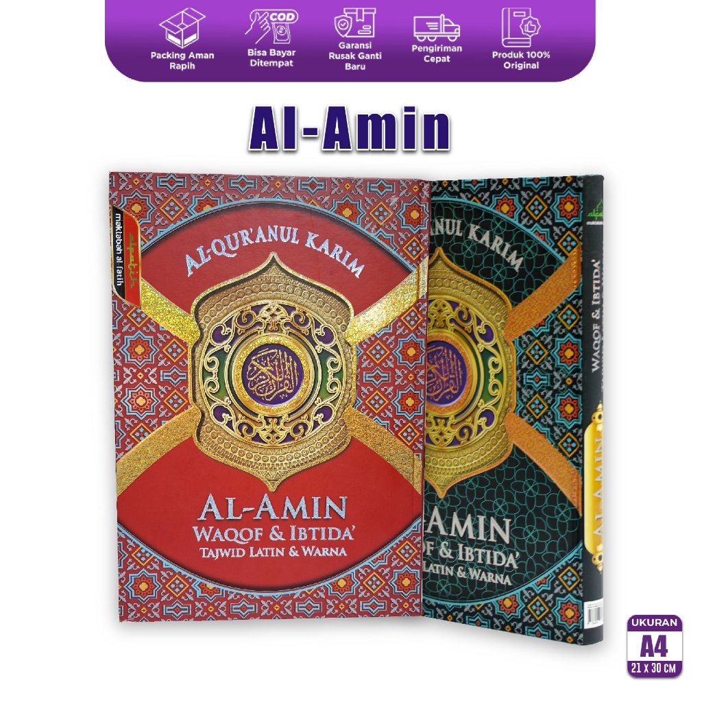 Al Quran 30 Juz Lengkap Al Amin Waqof & Ibtida Tajwid Warna A4 Alquran Non Terjemah Ukuran Besar