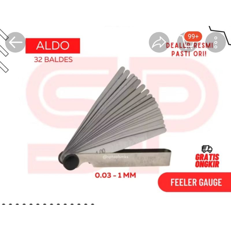 Feeler Gauge Aldo Ukuran 0.03-1MM 32 Baldes