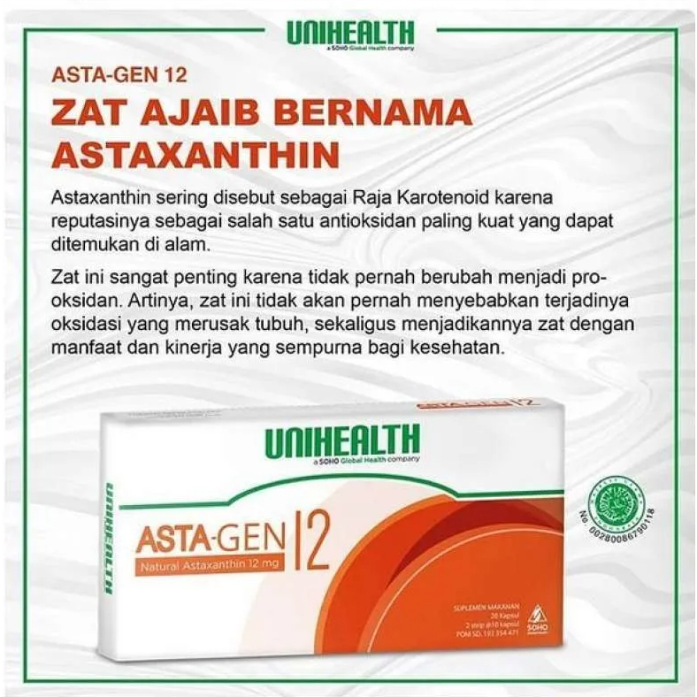 Astaxanthin 12 -ASTAGEN - SOHO Global Health.Tbk