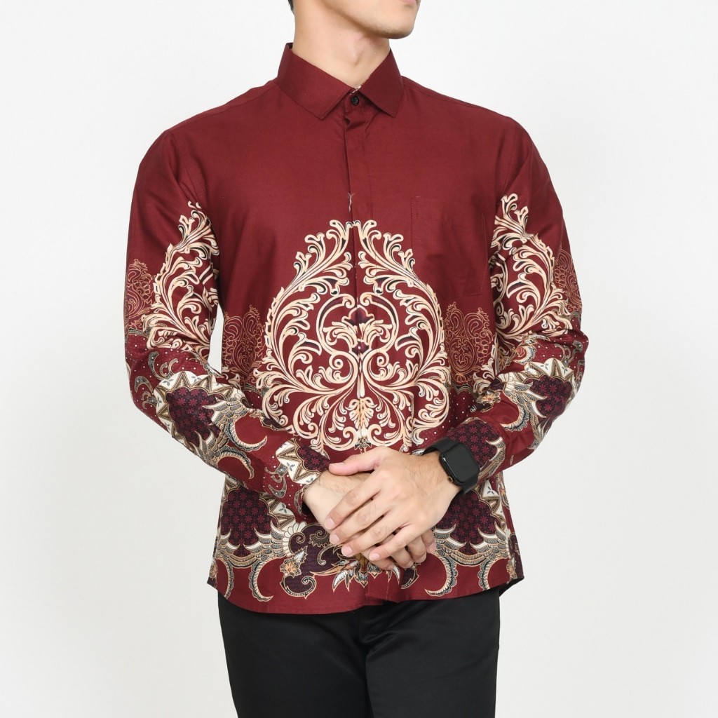 KEMEJA BATIK PRIA SLIM FIT LENGAN PANJANG PREMIUM ACS 352 SPESIAL IMLEK