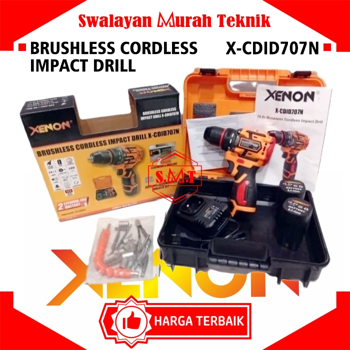 XENON Bor Obeng Baterai Brushless CDID707N Cordless Drill Impact Screwdriver CDID707-N New Version