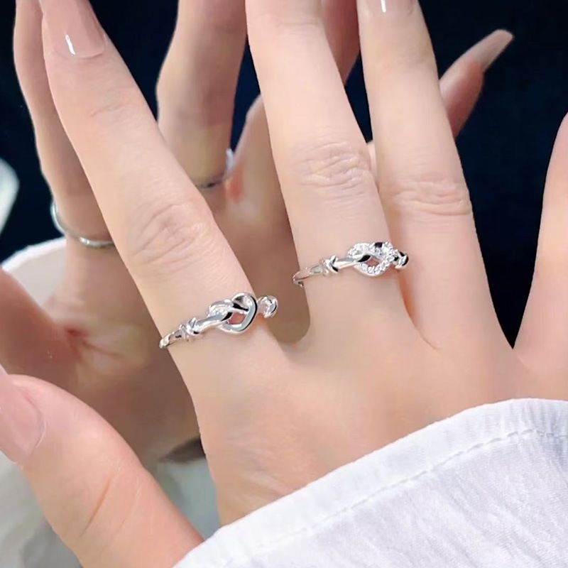 Cincin Couple Silver Ring Pasangan Kekinian Matching Set Romantis Dan Elegan CN-A037
