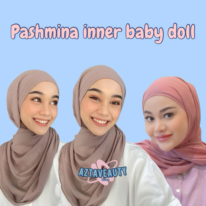 PASHMINA INNER 2IN1 Bahan Ceruty Babydoll Premium Pashmina Oval Plus Inner Jilbab Instan GOM