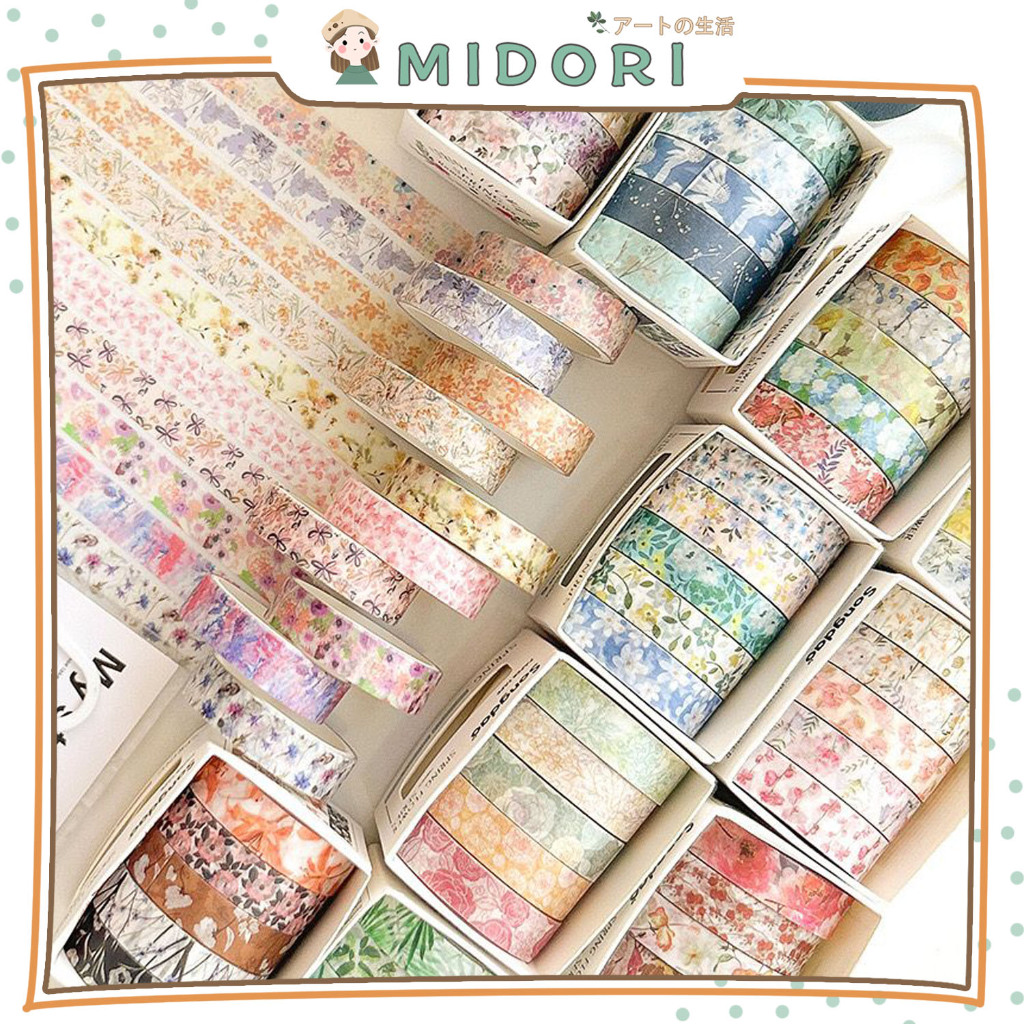 

[MIDORI] 5 Rolls SPRING FLOWER ROMANTIC SERIES Washi Tape Deco Masking Tape Jurnal DIY Scrapbook - A0062