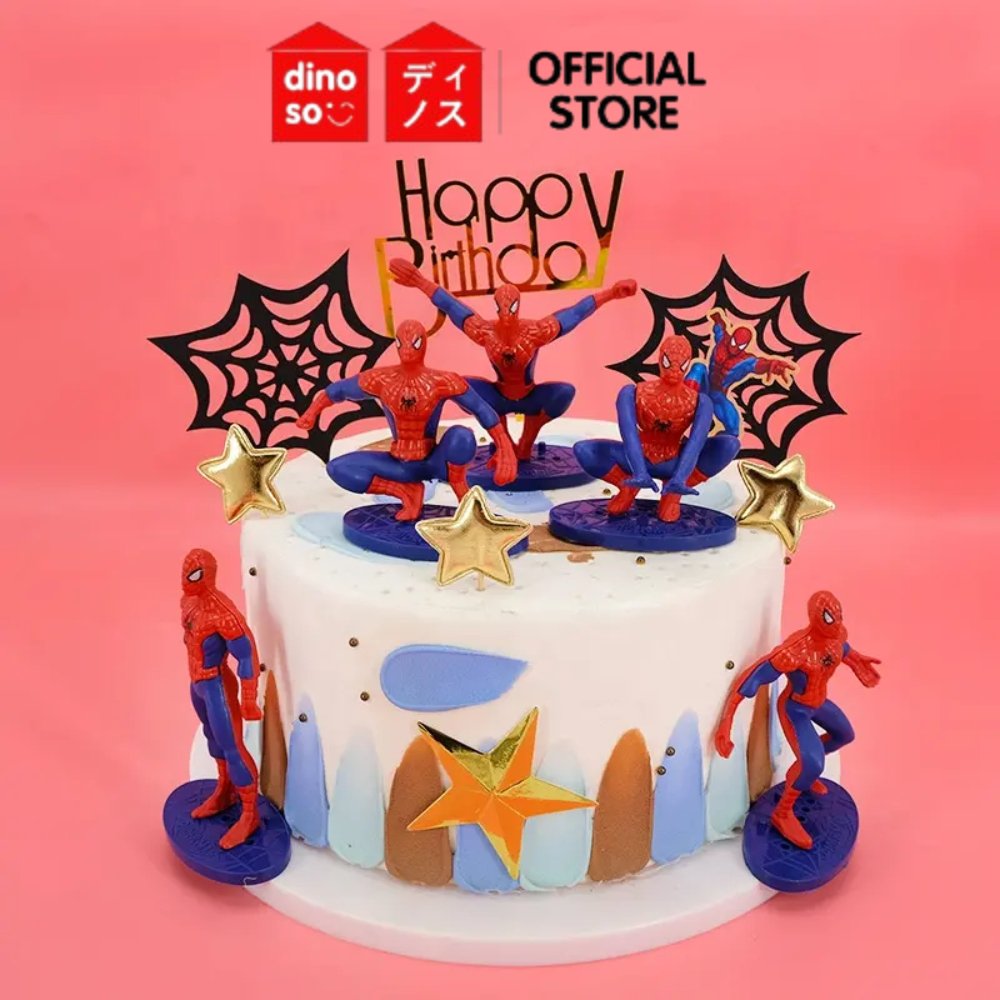 DINOSO Cake Topper Action Figure Spiderman Dekorasi Kue Ulang Tahun Tema Spiderman Murah