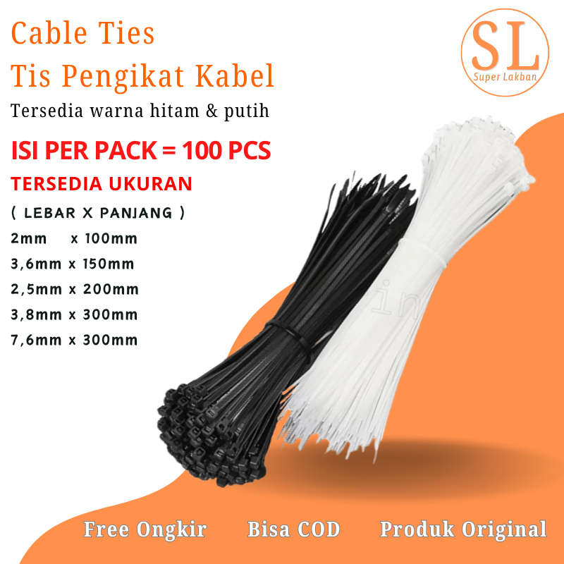 

Kabel Tis Besar Kecil Pengikat Kabel Super Kuat Cable Tie Bermacam Ukuran Berkualitas Putih Hitam