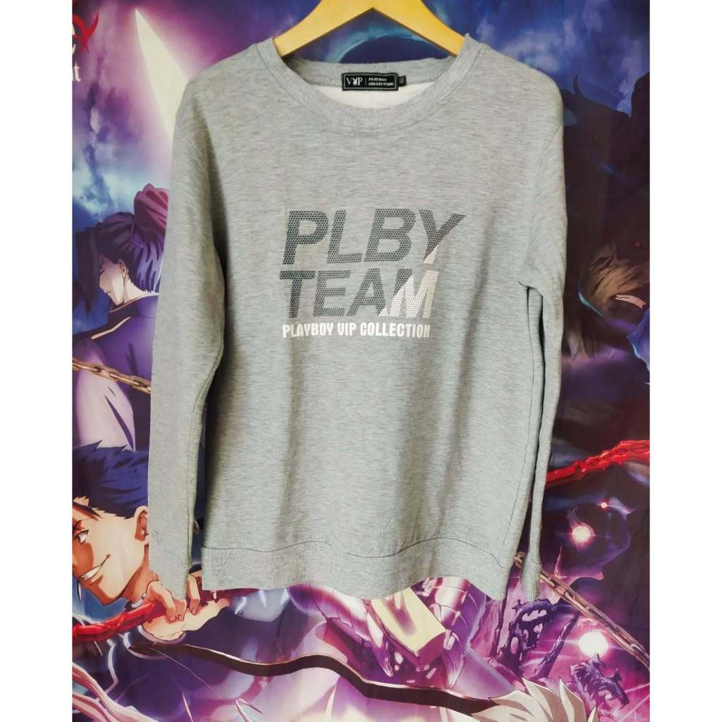 Playboy Team Collection Grey Crewneck Jaket Sweater Original Second Merch Japan Korea Brand Vintage 
