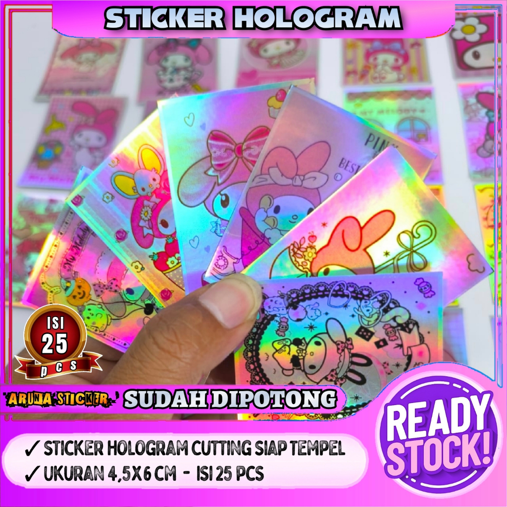 

25 pcs Sticker Melody Sanrio Hologram Sudah Dipotong Tinggal Tempel