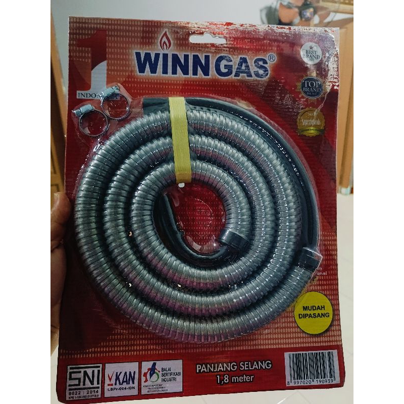 WINN GAS SELANG GAS LPG 1,8METER ANTI TIKUS DENGAN PENGAMAN