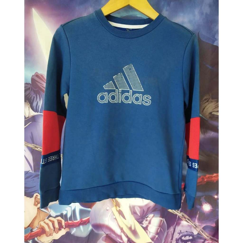 Adidas Stripes Red and Blue Woman Crewneck Jaket Sweater Original Second Merch Japan Korea Brand Vin