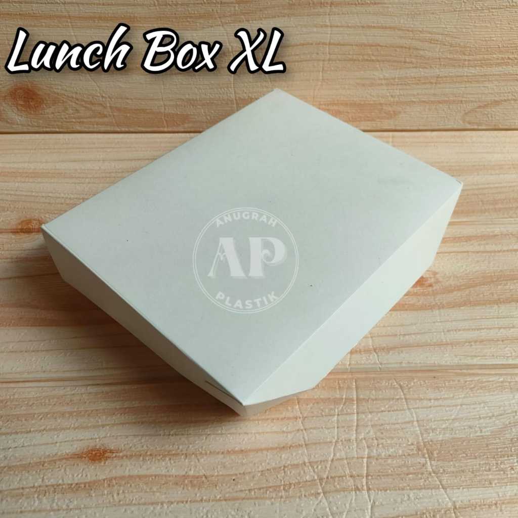 Lunch Box / Paper lunch box / paper lunch box putih polos Uk XL