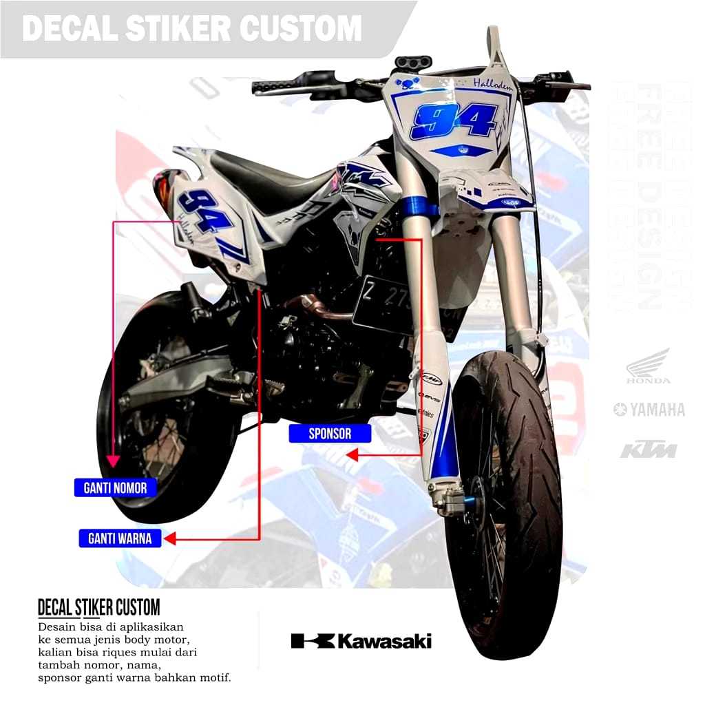 Decal KLX GORDON DTX BF CRF Premium superglossy