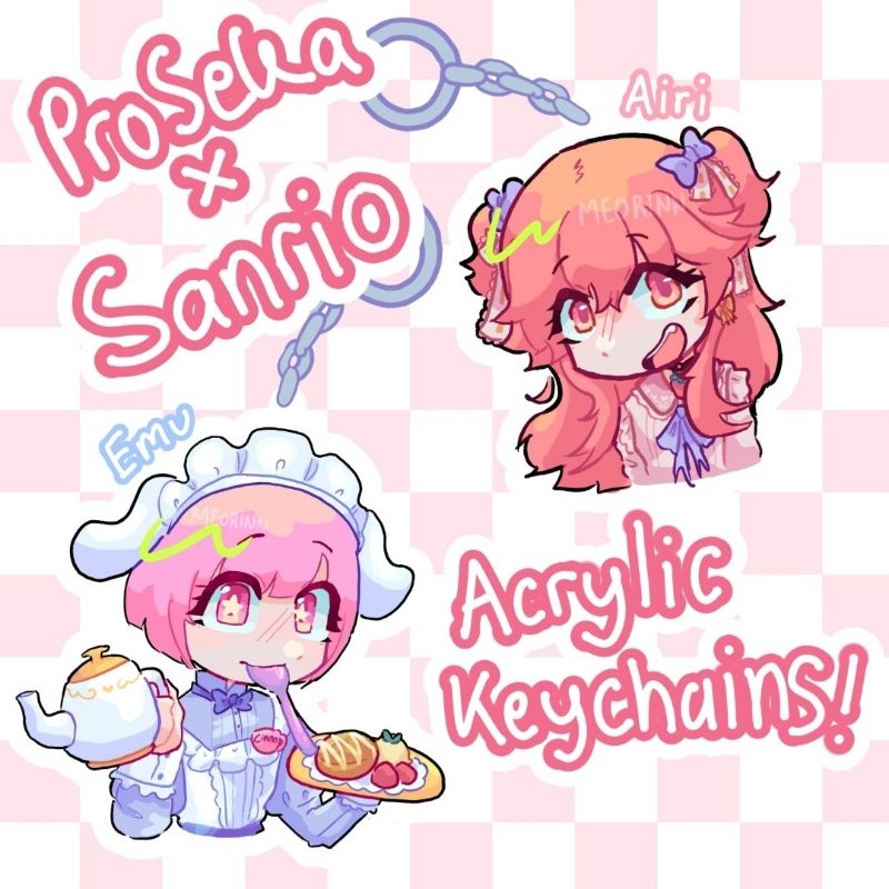 Project Sekai × Sanrio Fanmerch / Emu & Airi | Acrylic keychain | PJSK / ProSeka / Sanrio by meorinn