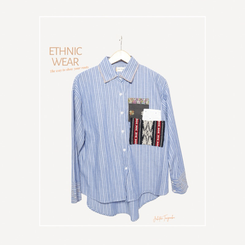 kemeja patchwork wanita ethnic tenun sulam sashiko F