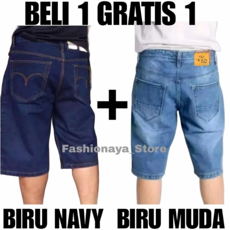 PROMO BELI 1 GRATIS 1 PASTI MURAH DI ONGKIR CELANA PENDEK JEANS DENIM DEWASA PRIA  DAN BERKUALITAS