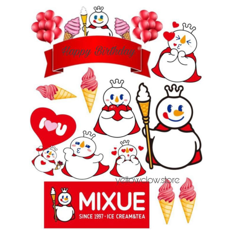 Topper Cake Mixue/Hiasan Kue Ultah Murah