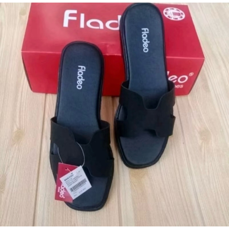 Promo sandal viral Sendal FLD Sendal Sliper wanita Sendal Slop Flat Karet sandal Fladeo Hitam Size 3