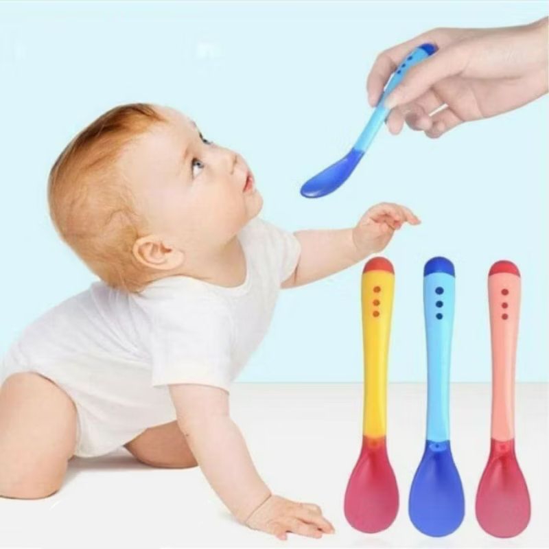 Sendok Makan Bayi Silikon / Sendok makan bayi / Sendok Makan Bayi Sensor Panas