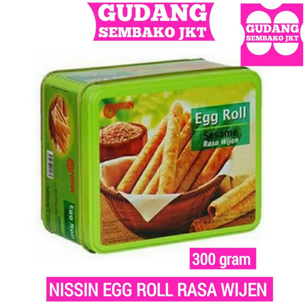 

Nissin egg roll rasa wijen kaleng kotak 300 gram