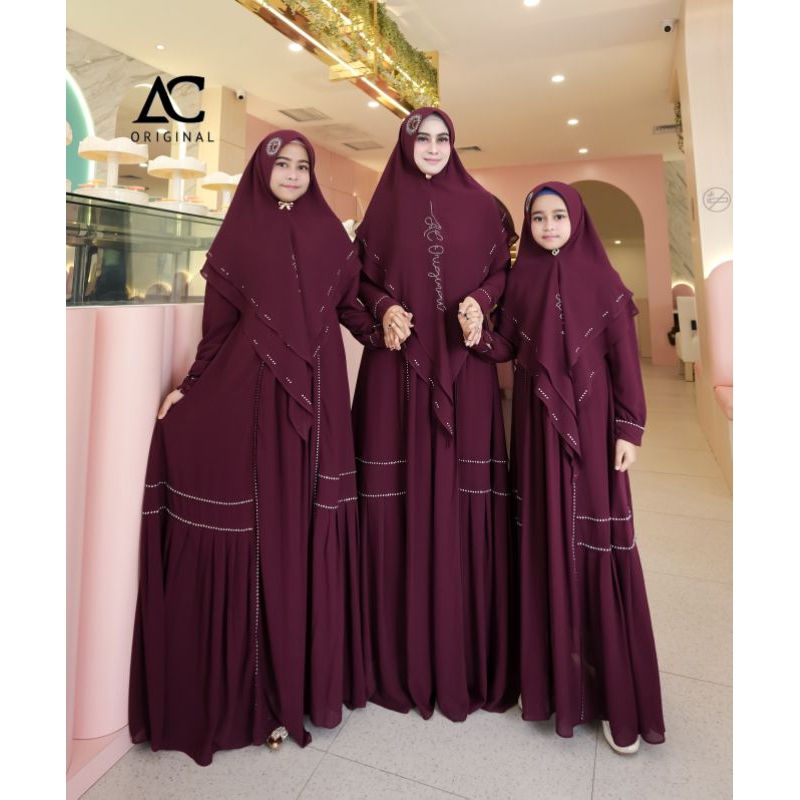 AC Original Syari Salwa Couple | Gamis Couple Ibu Anak | Gamis Kekinian | Gamis Syari Ceruty Babydol
