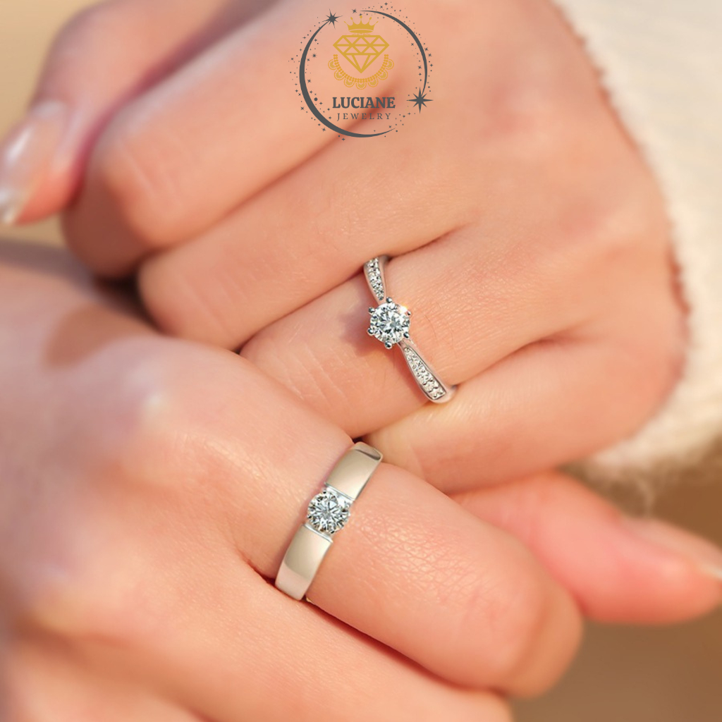 Cincin Couple Six-Claw Couple Wedding Ring Aksesoris Perhiasan Cewek - Luciane Jewelry