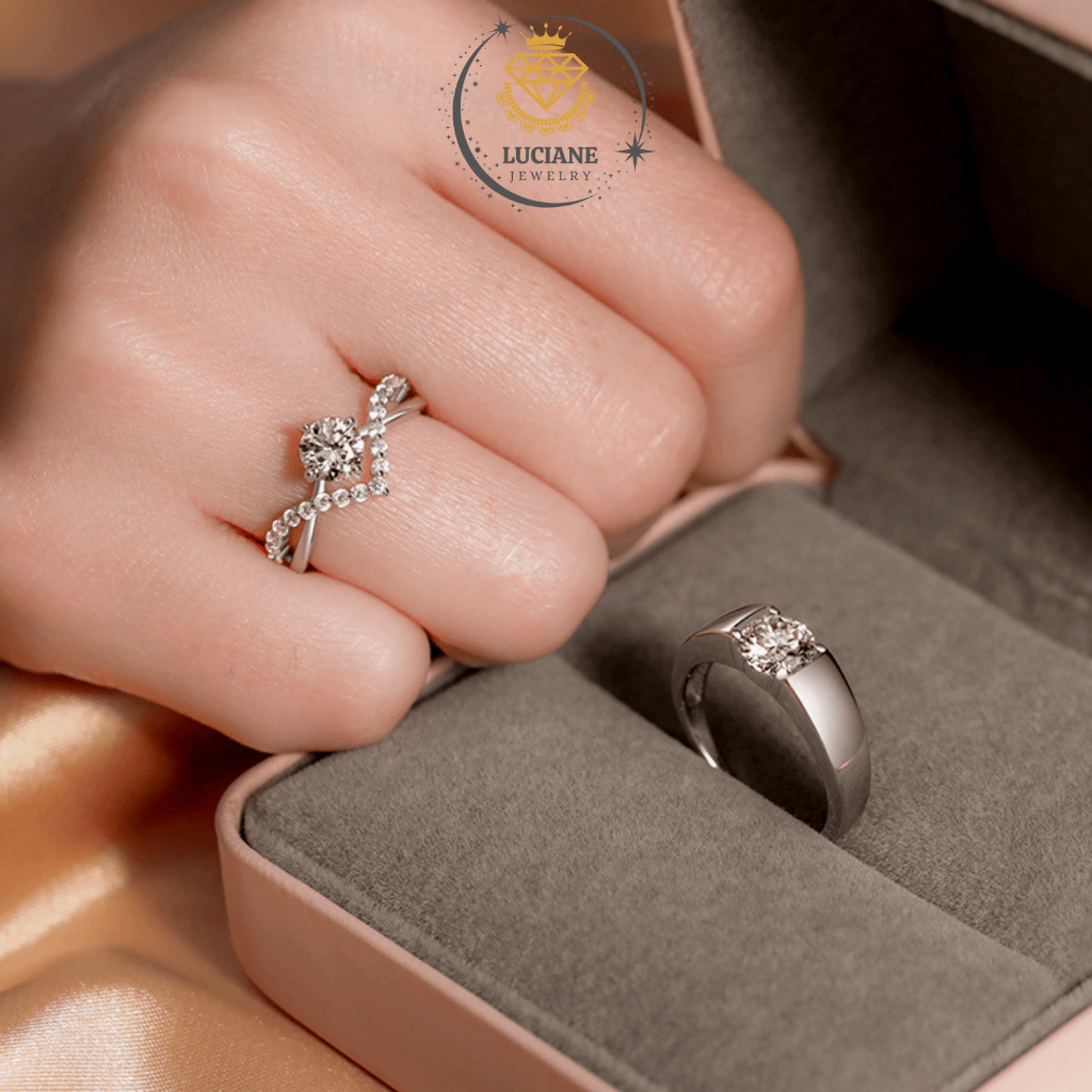 Cincin Couple Crown Love Couple Wedding Ring Aksesoris Perhiasan Cewek - Luciane Jewelry
