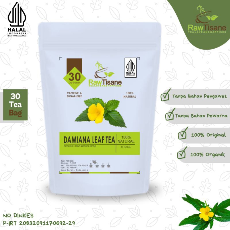 

RAW TISANE Damiana Leaf Tea: Teh Daun Damiana Isi 30 Tea Bag
