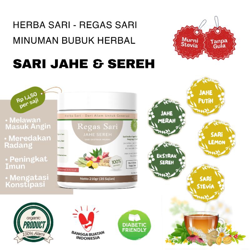 

Herbasari Regas Sari Minuman Herbal Jahe Sereh - Racikan Segar Pencegah Demam
