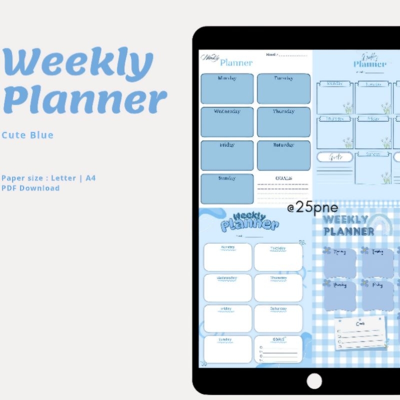 

Digital Weekly Planner Cute Blue