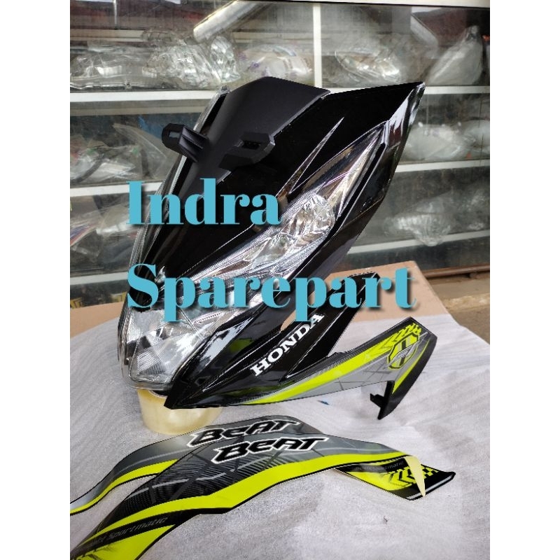 Full Set Tameng Body Depan Honda Beat Esp Eco 2016 2017 Hitam Corak Kuning