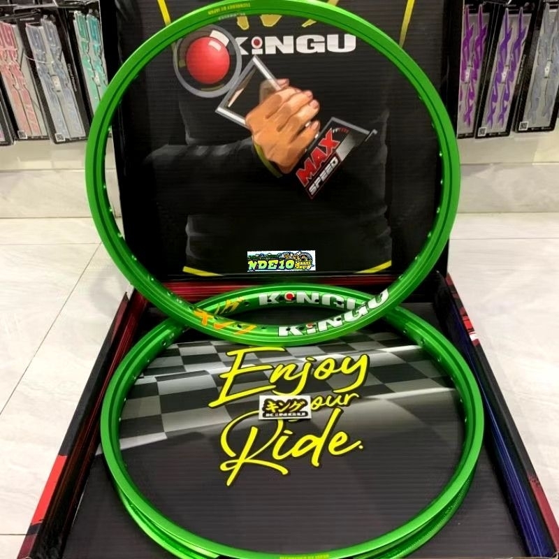 velg kingu rim alloy green & green dark ring 17 polos depan belakang