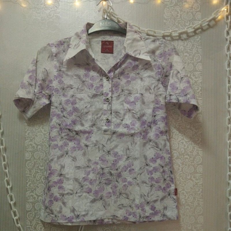 PRELOVED BLOUSE KEMEJA BUNGA LILAC | FIT TO L BY CAESAR LADIES