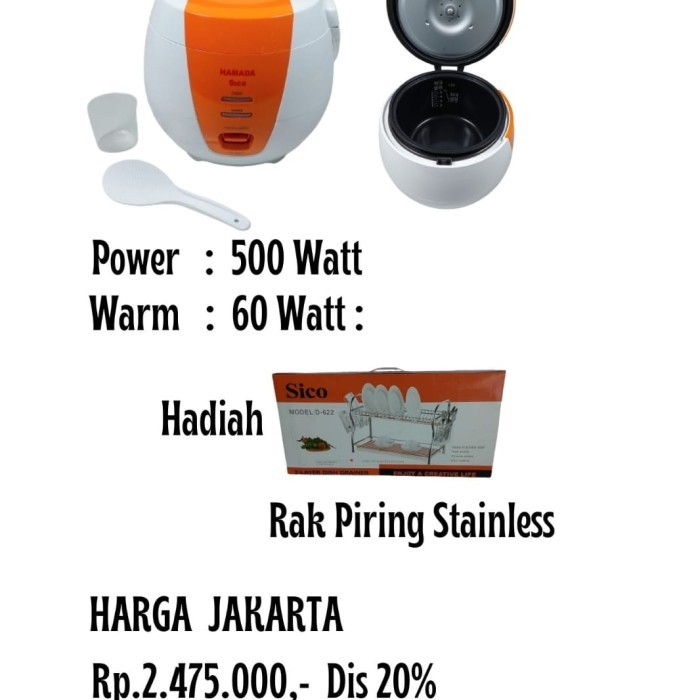 SICO RICE COOKER MINI SICO HAMADA - CR0661G - 1 Liter