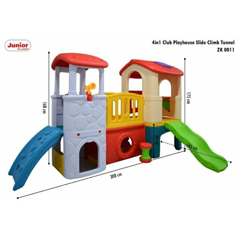 Labeille 4in1 Playhouse Slide/Club Playhouse Slide Climb Tunnel ZK 0011/Genius Playhouse Slide Tunne
