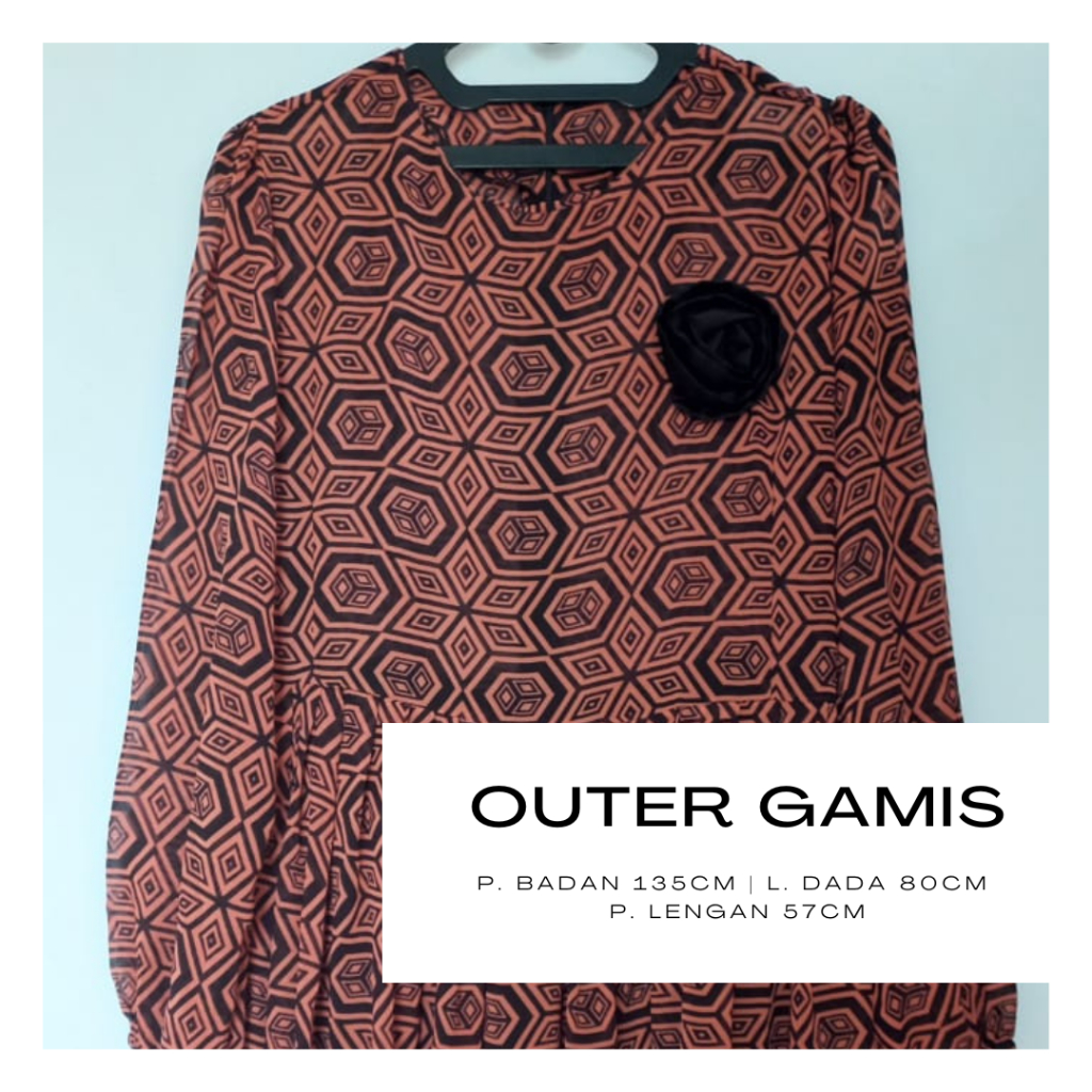 [preloved] Outer Gamis Wanita Motif | Outer Transparant Ceruti Lengan Panjang